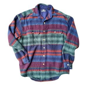 Vintage 90s Structure Mens Multicolor Striped SUPER SOFT Flannel Shirt‎ Size S